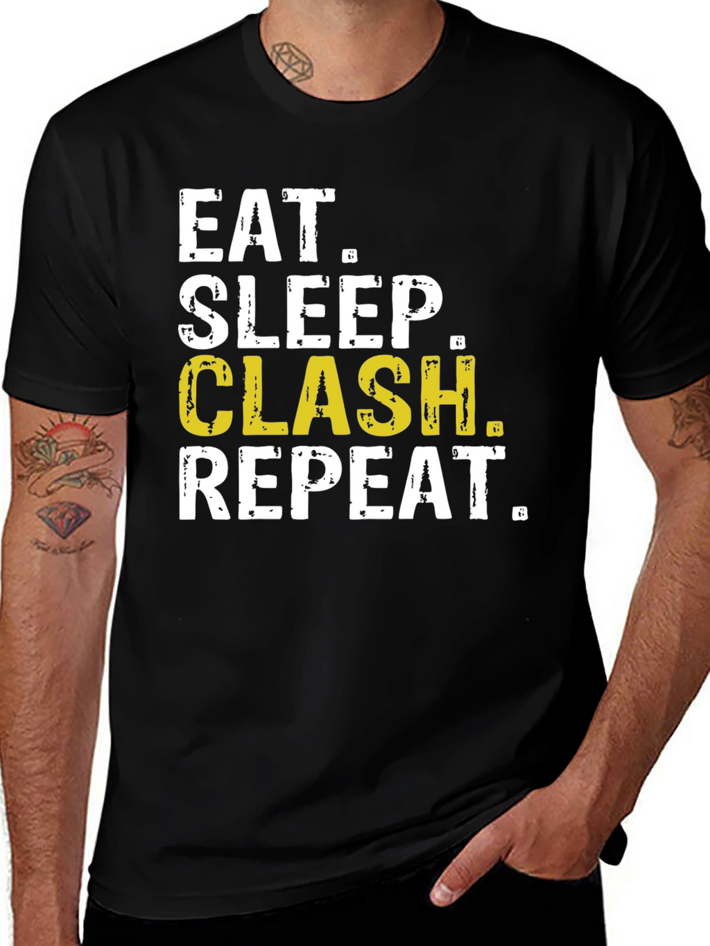 Eat Sleep Clash Repeat Black T-Shirt