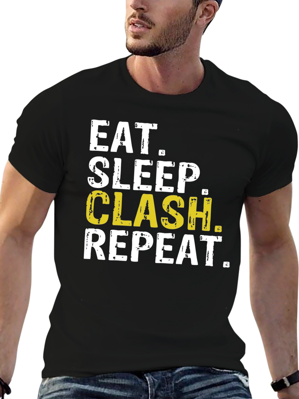 Eat Sleep Clash Repeat Black T-Shirt