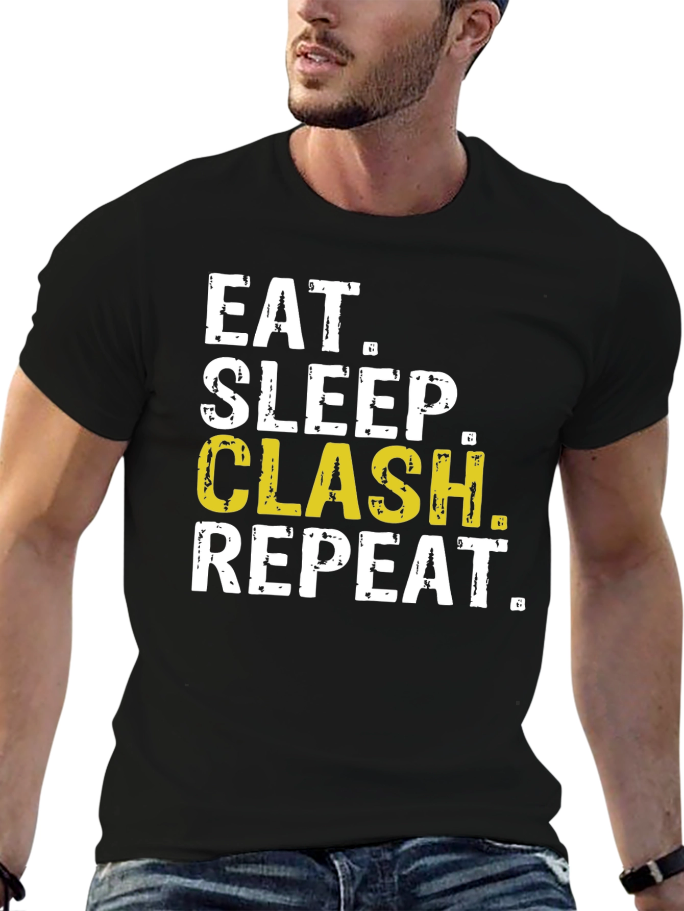 Eat Sleep Clash Repeat Black T-Shirt
