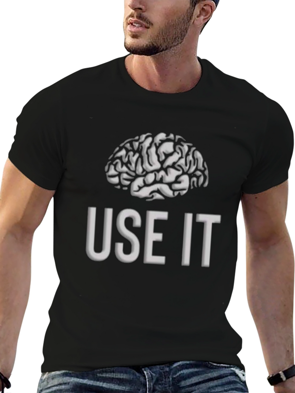 Use It Brain T-Shirt - Mens Black Graphic Tee