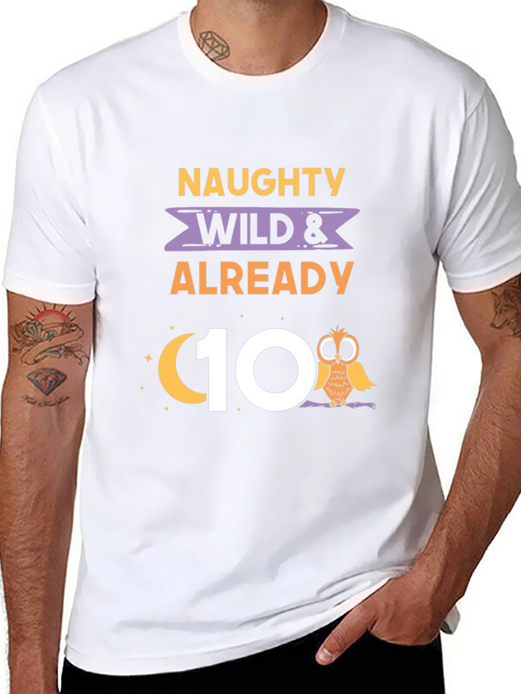 Naughty Wild & Already 10th Birthday Owl T-Shirt
