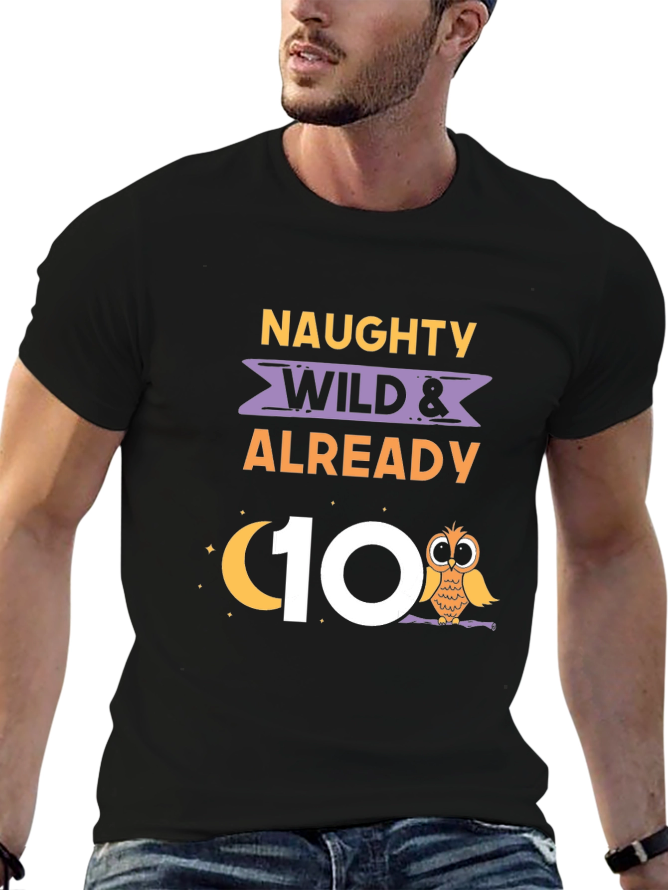 Naughty Wild & Already 10th Birthday Owl T-Shirt