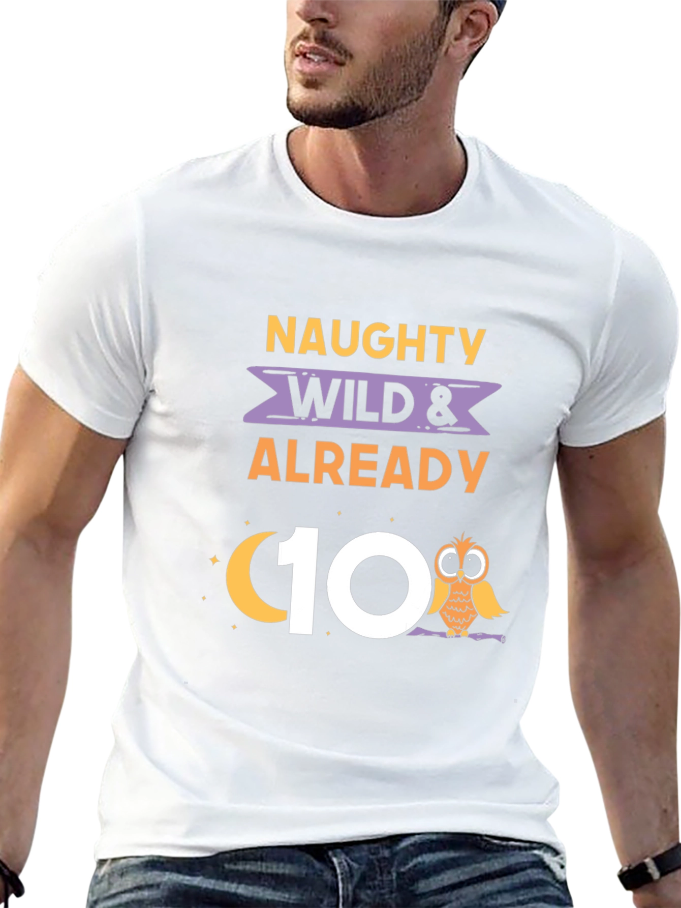 Naughty Wild & Already 10th Birthday Owl T-Shirt