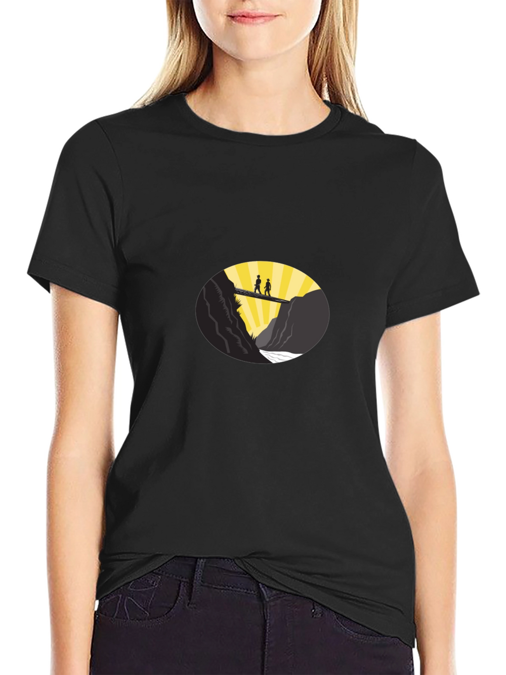 Couple Bridge Graphic Tee - Black