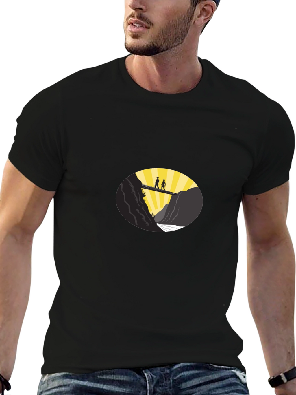 Couple Bridge Graphic Tee - Black