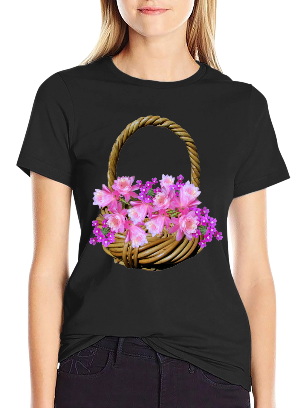 Floral Basket Graphic Tee - Stylish Mens T-Shirt