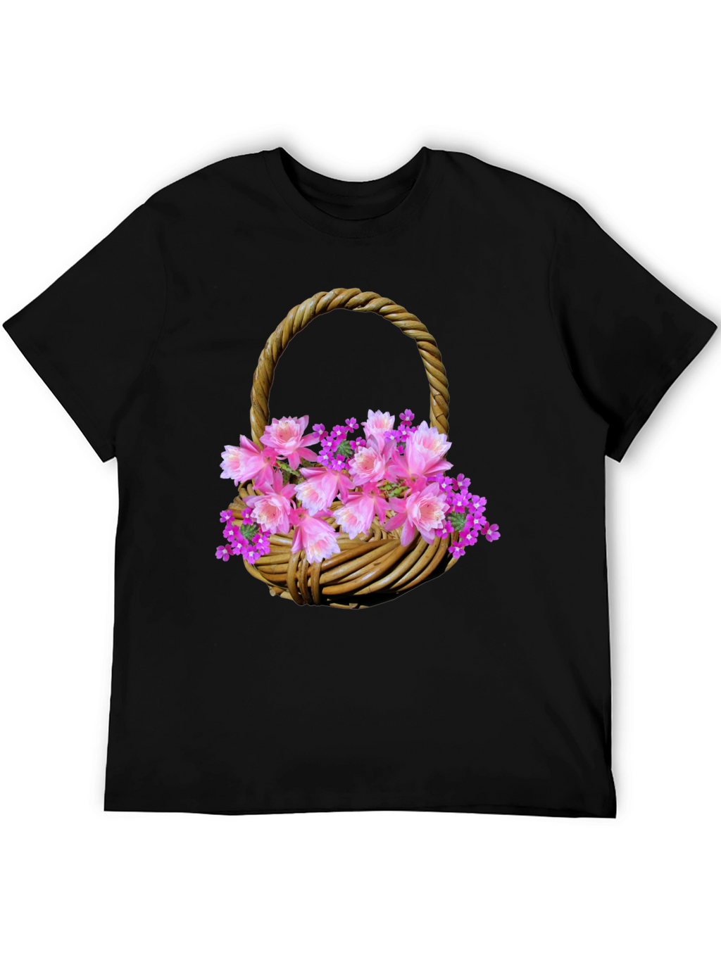 Floral Basket Graphic Tee - Stylish Mens T-Shirt