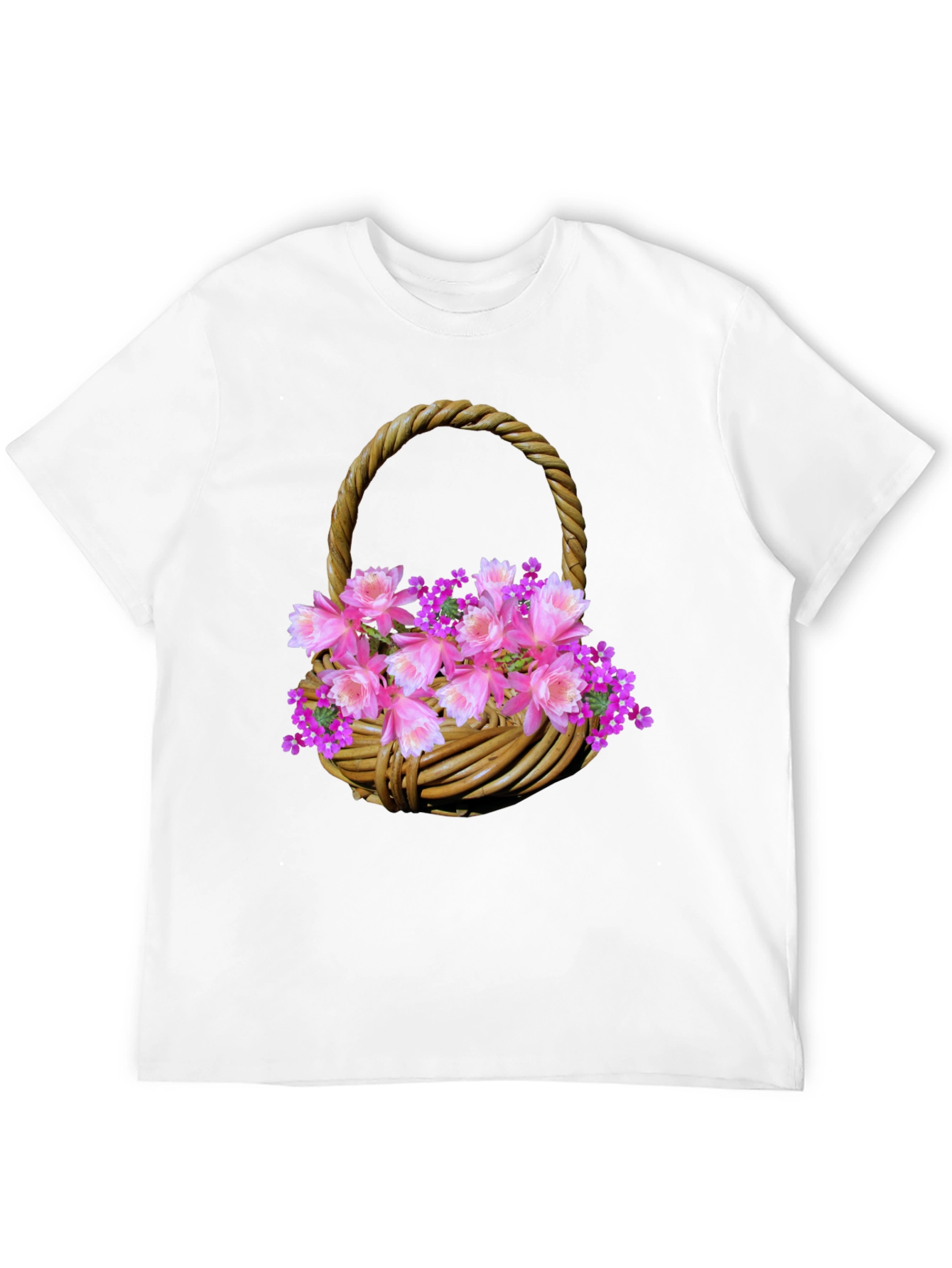 Floral Basket Graphic Tee - Stylish Mens T-Shirt