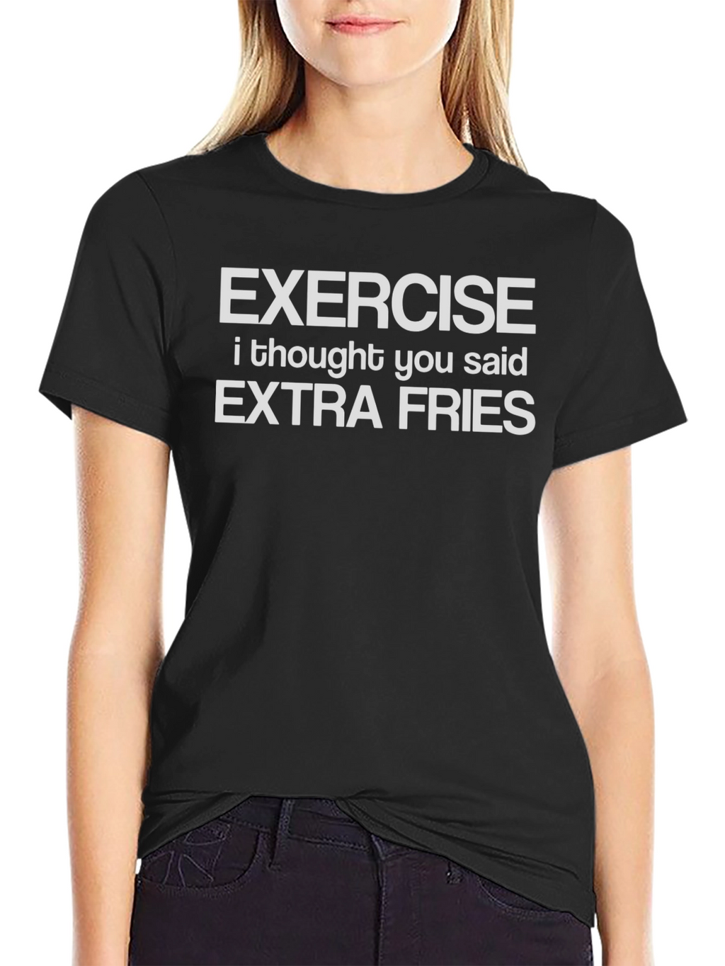 Exercise Extra Fries Funny Graphic T-Shirt