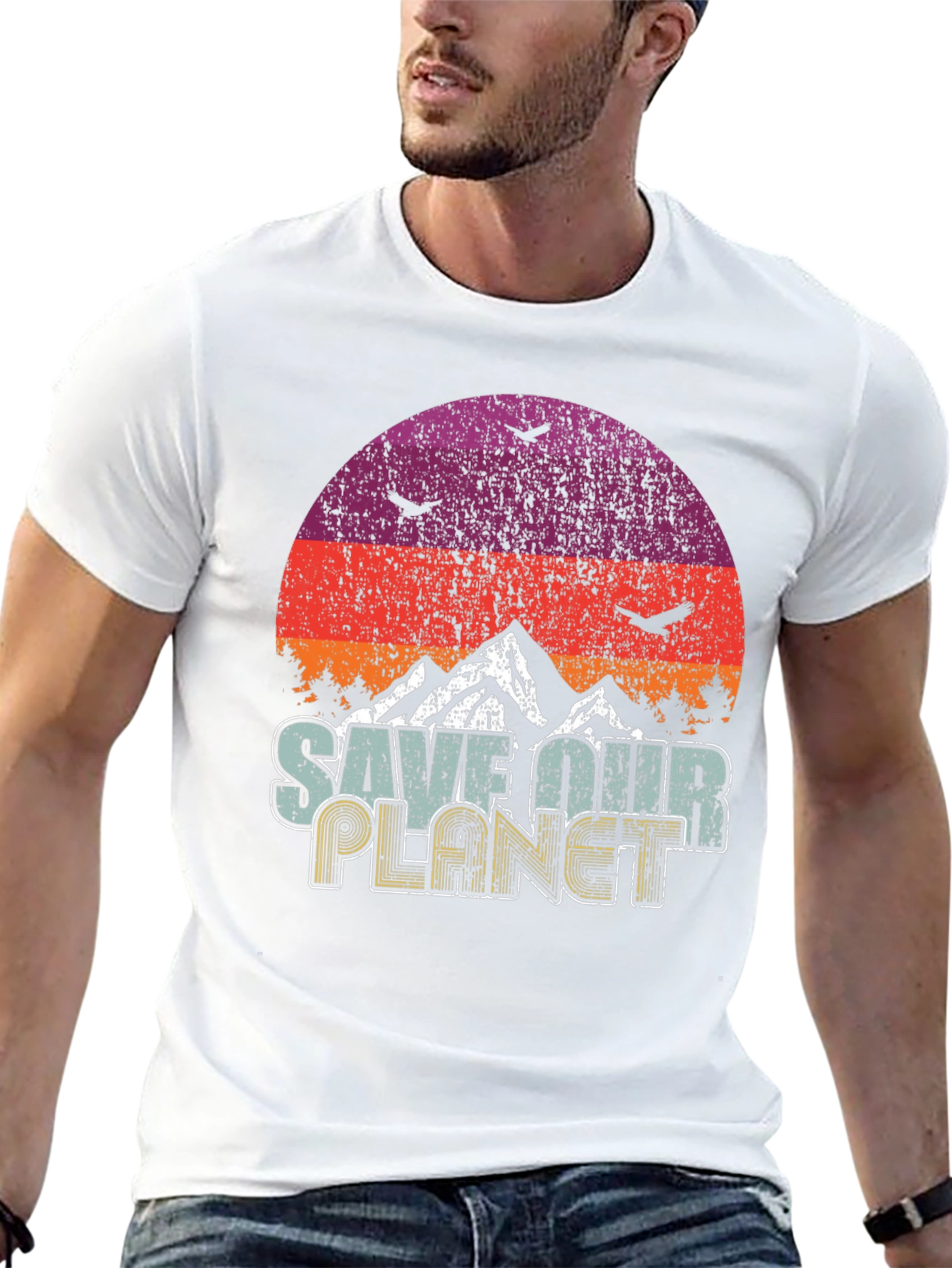 Save Our Planet Graphic T-Shirt Retro Earth Day Tee