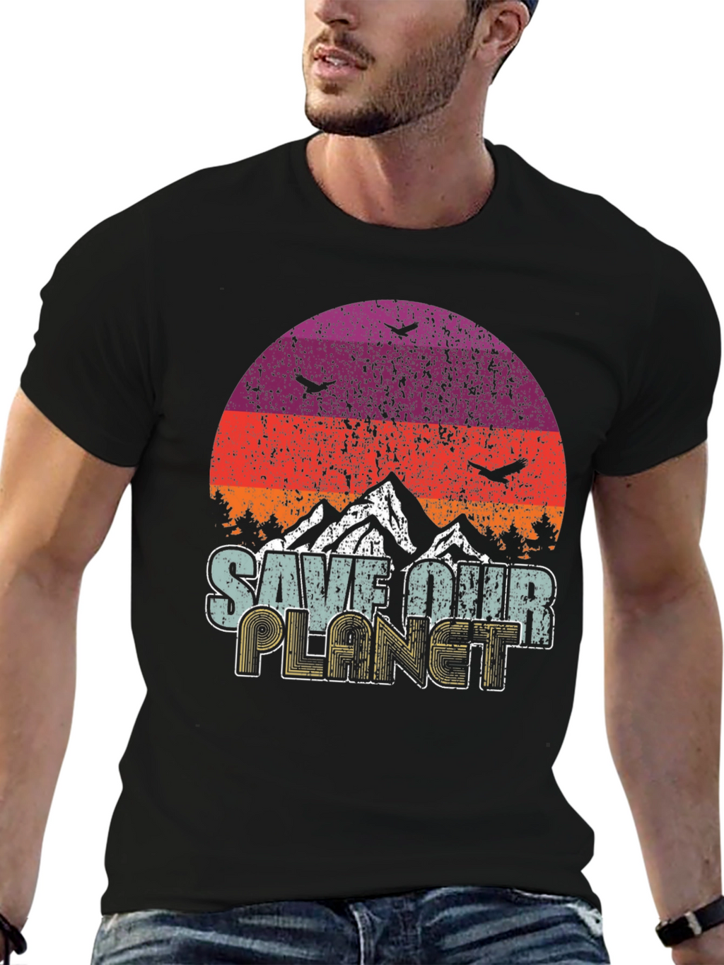 Save Our Planet Graphic T-Shirt Retro Earth Day Tee