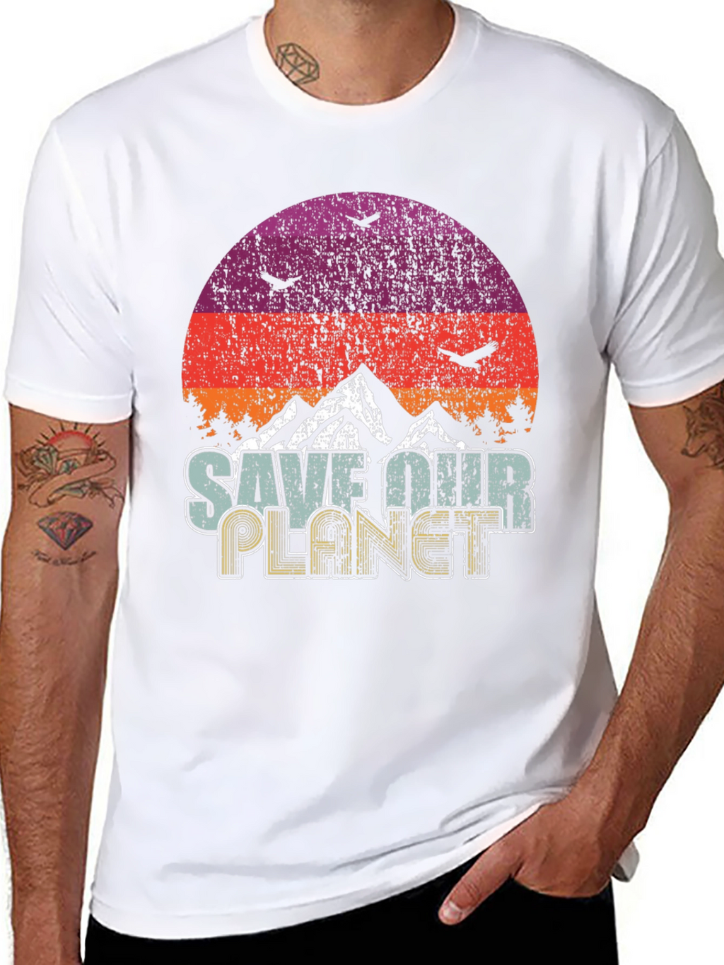 Save Our Planet Graphic T-Shirt Retro Earth Day Tee