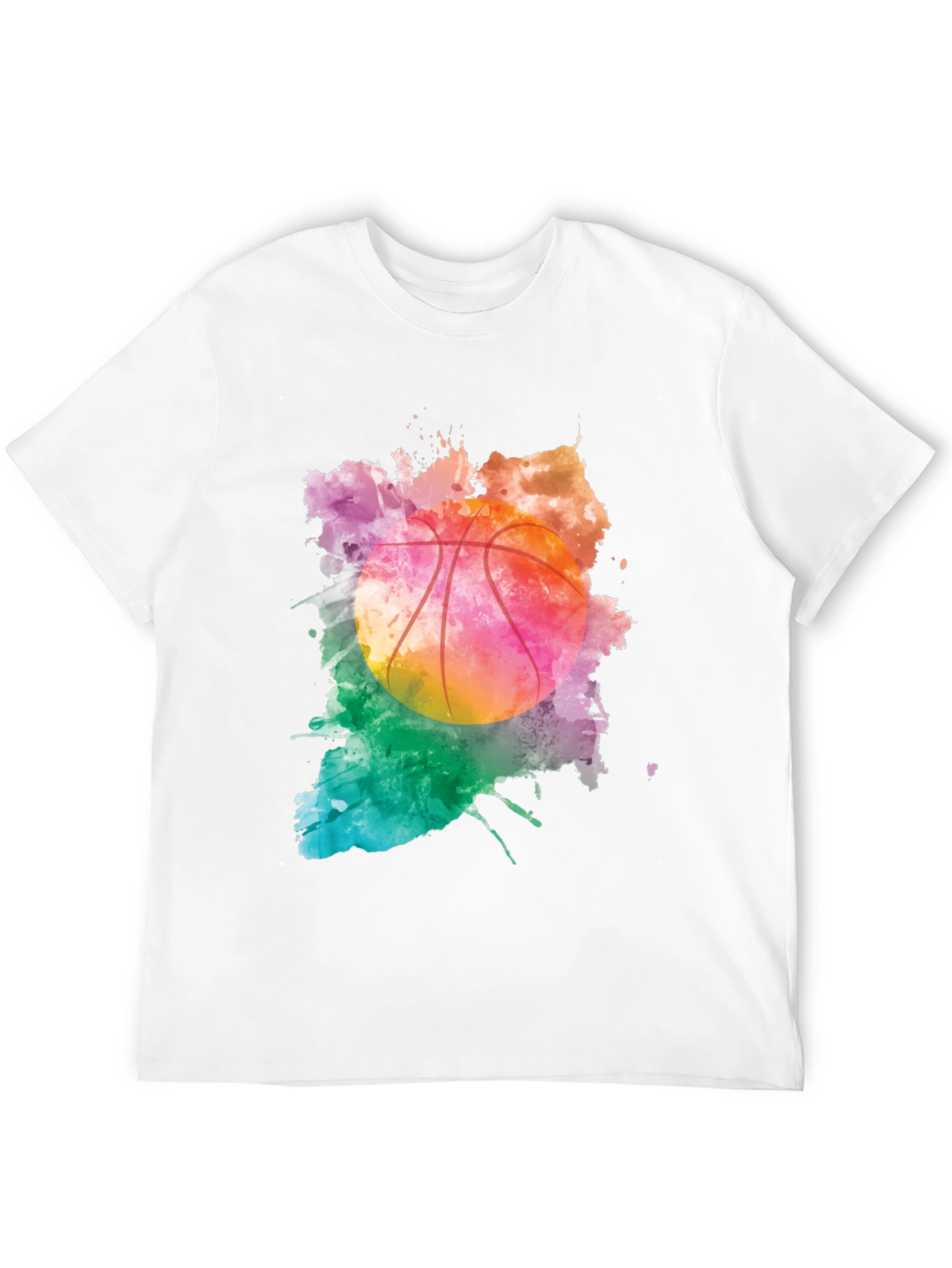 Watercolor Basketball Graphic T-Shirt