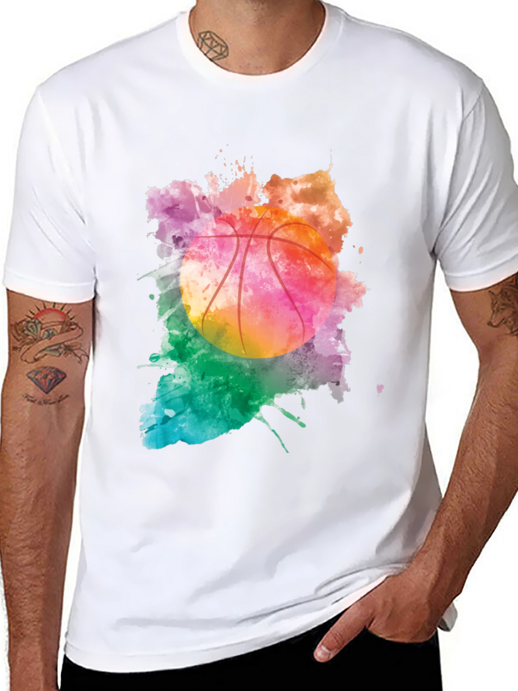 Watercolor Basketball Graphic T-Shirt