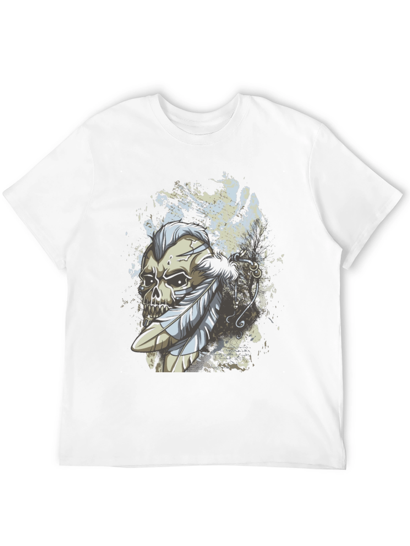 Skull & Feathers Graphic Print Black T-Shirt