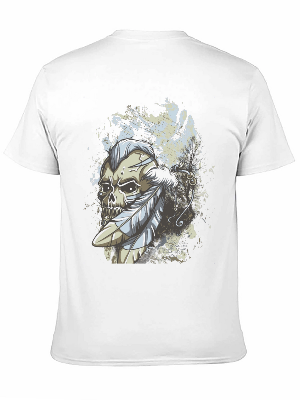 Skull & Feathers Graphic Print Black T-Shirt