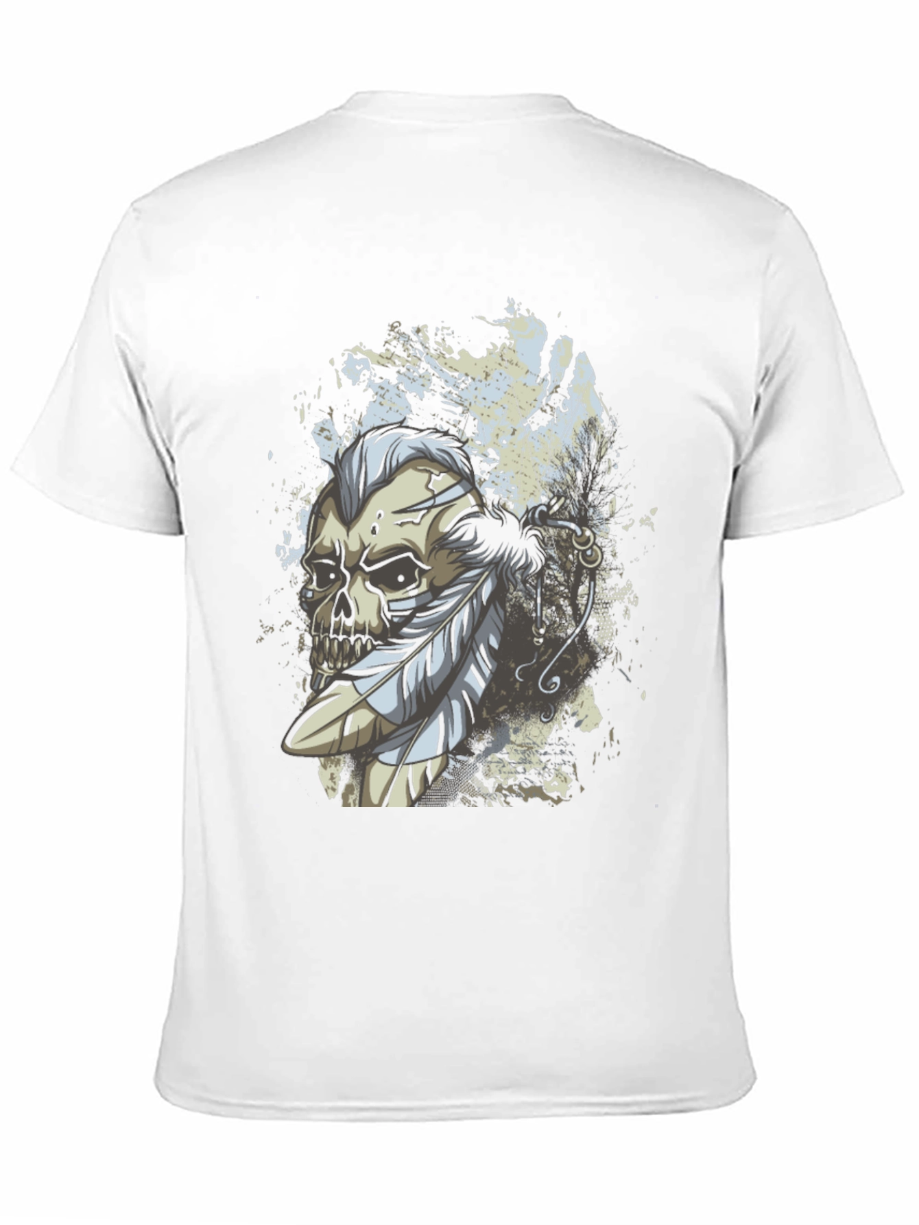 Skull & Feathers Graphic Print Black T-Shirt