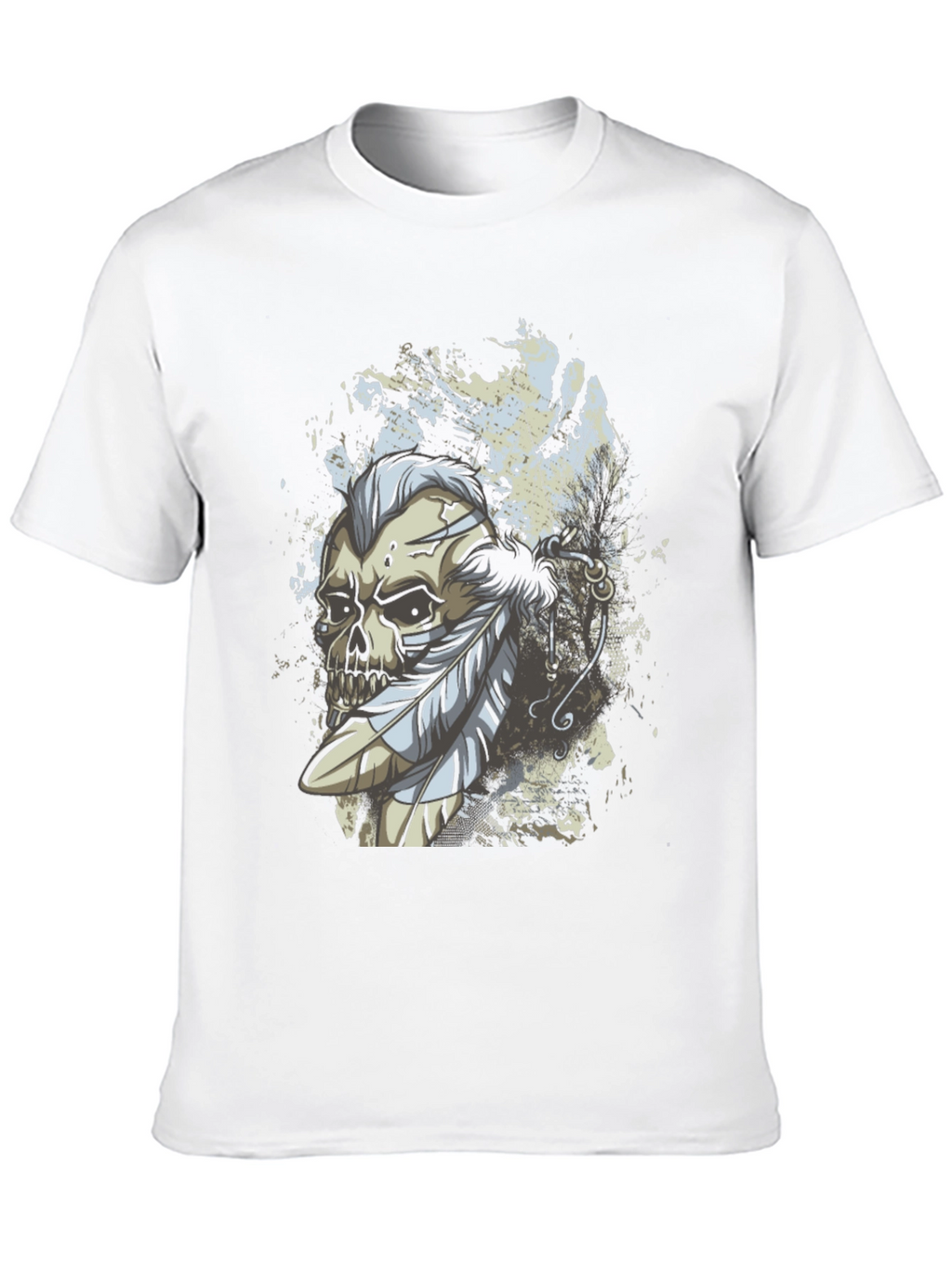 Skull & Feathers Graphic Print Black T-Shirt
