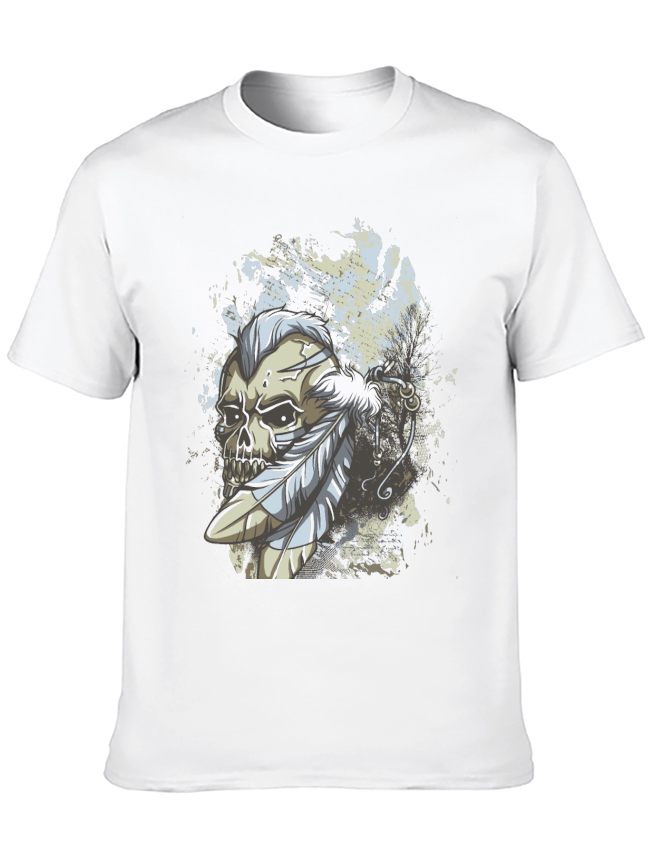 Skull & Feathers Graphic Print Black T-Shirt