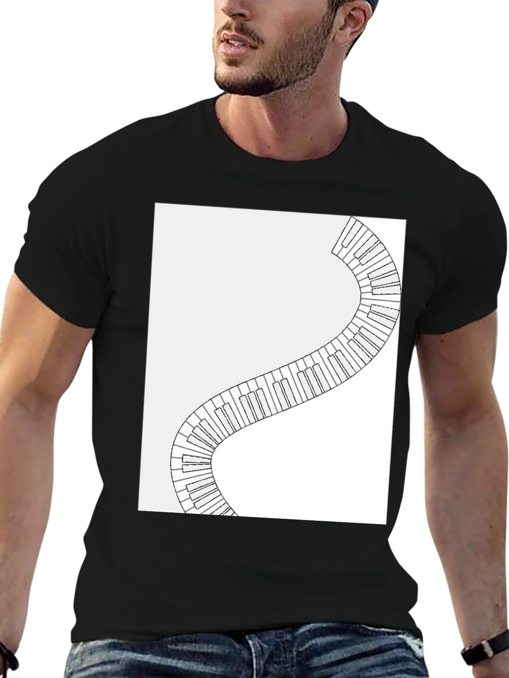 Piano Keys Winding Graphic Tee - Music Lovers T-Shirt