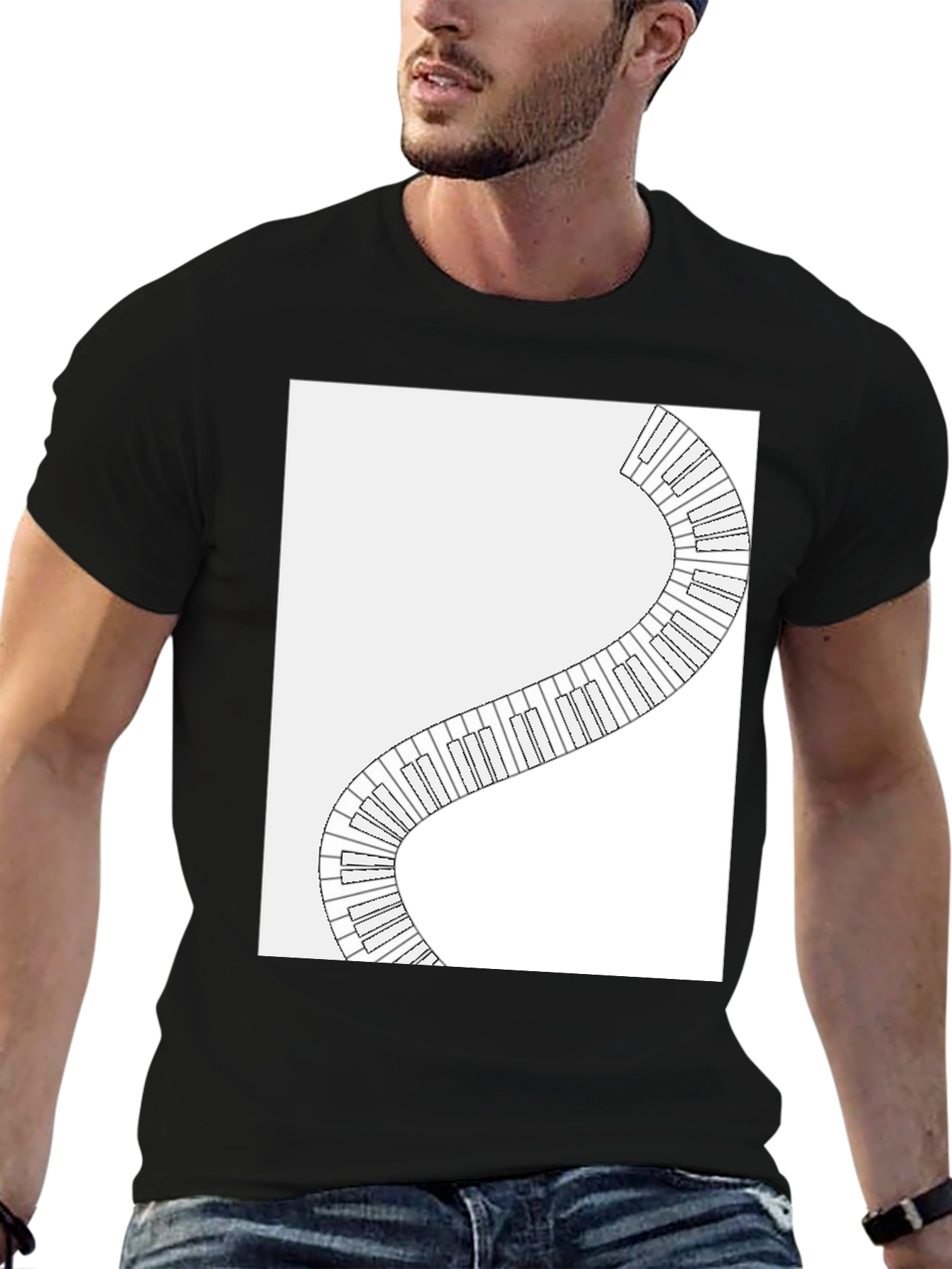 Piano Keys Winding Graphic Tee - Music Lovers T-Shirt