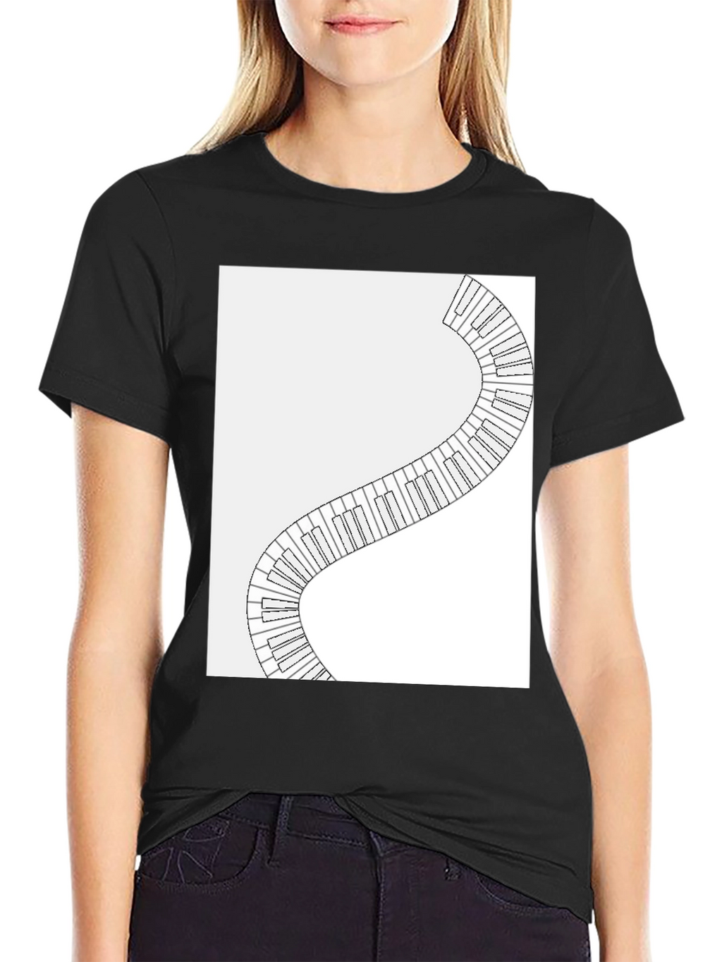 Piano Keys Winding Graphic Tee - Music Lovers T-Shirt
