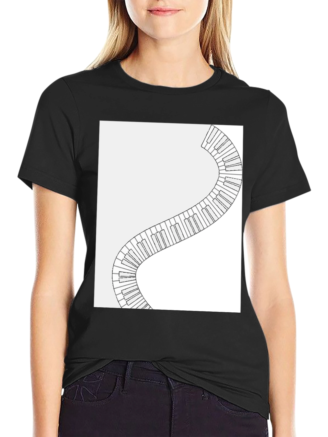 Piano Keys Winding Graphic Tee - Music Lovers T-Shirt