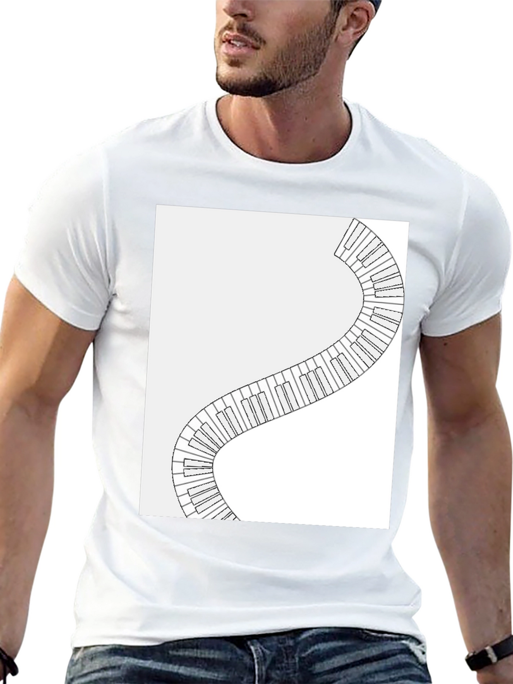 Piano Keys Winding Graphic Tee - Music Lovers T-Shirt