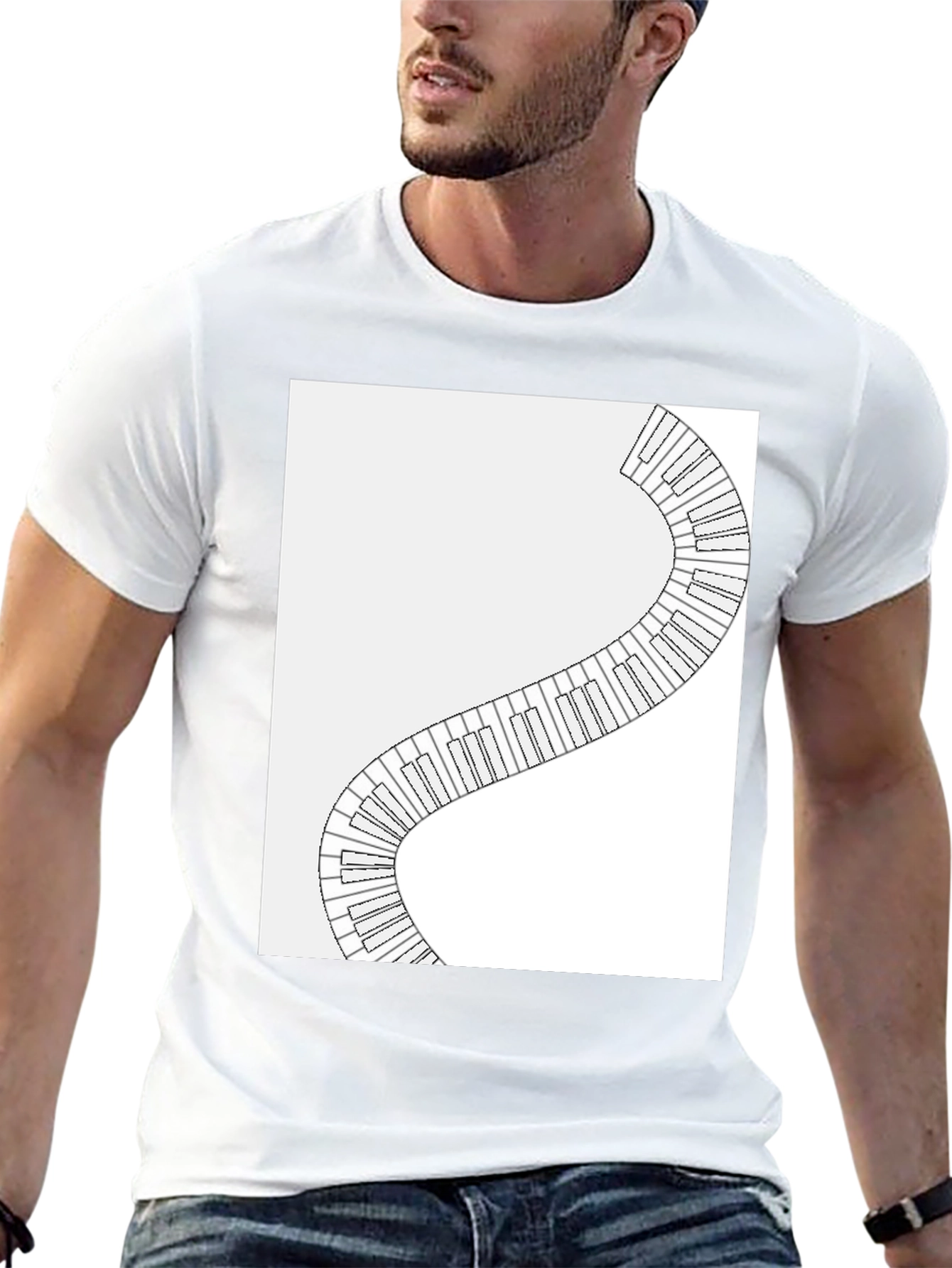 Piano Keys Winding Graphic Tee - Music Lovers T-Shirt