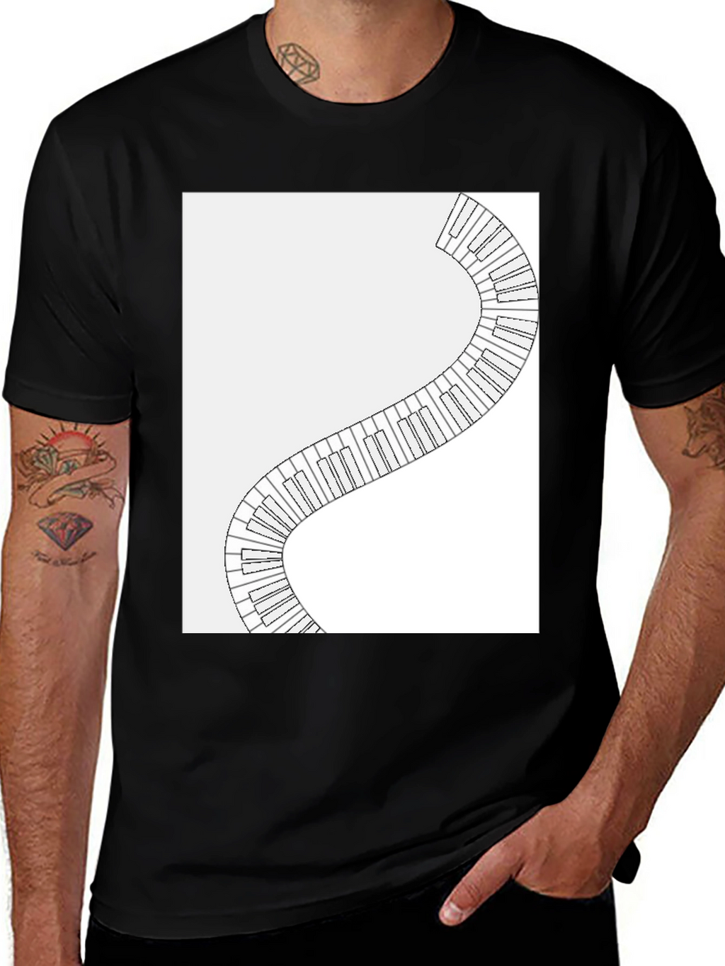 Piano Keys Winding Graphic Tee - Music Lovers T-Shirt