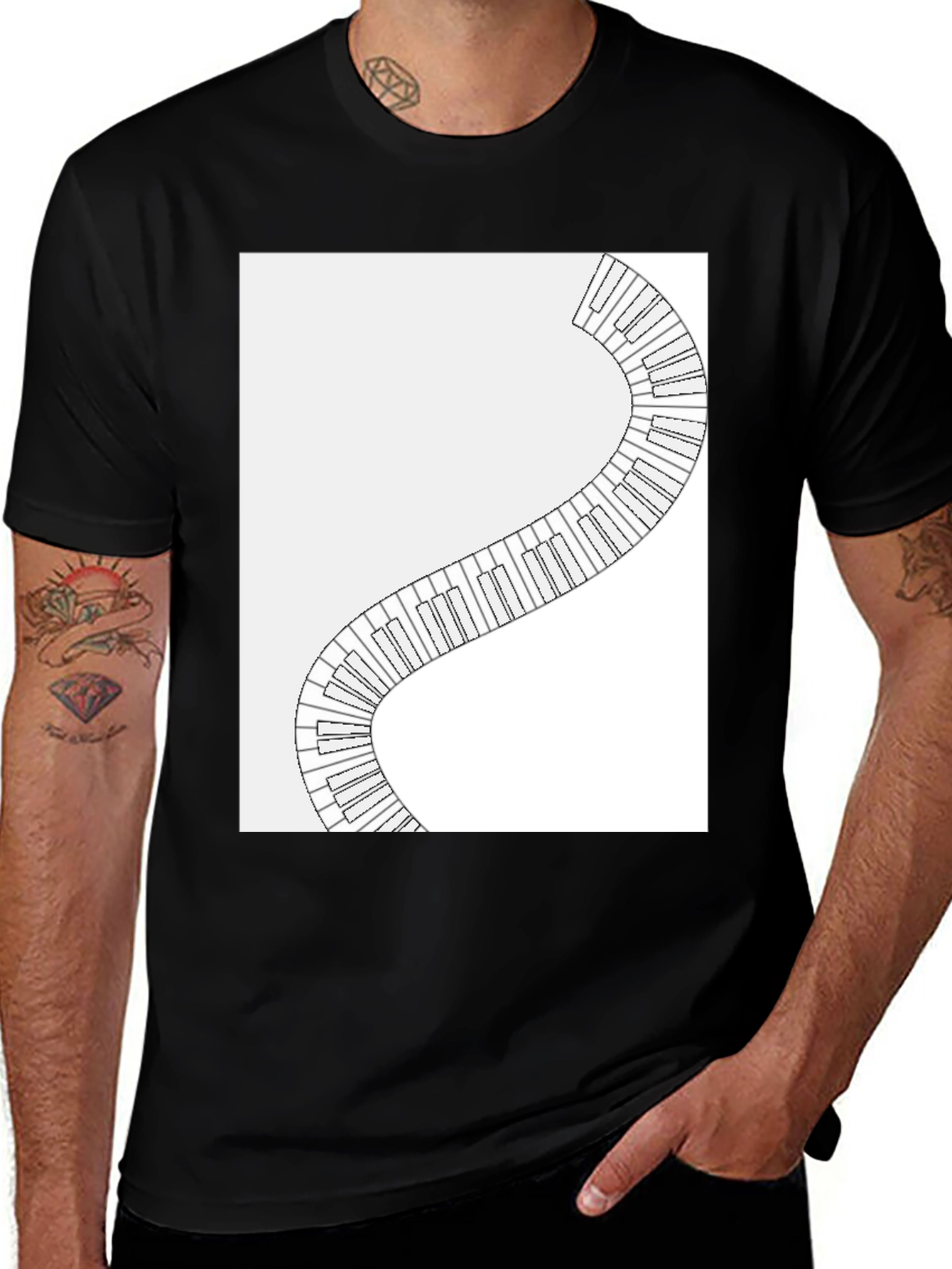 Piano Keys Winding Graphic Tee - Music Lovers T-Shirt