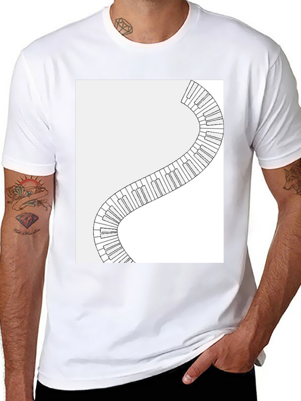 Piano Keys Winding Graphic Tee - Music Lovers T-Shirt
