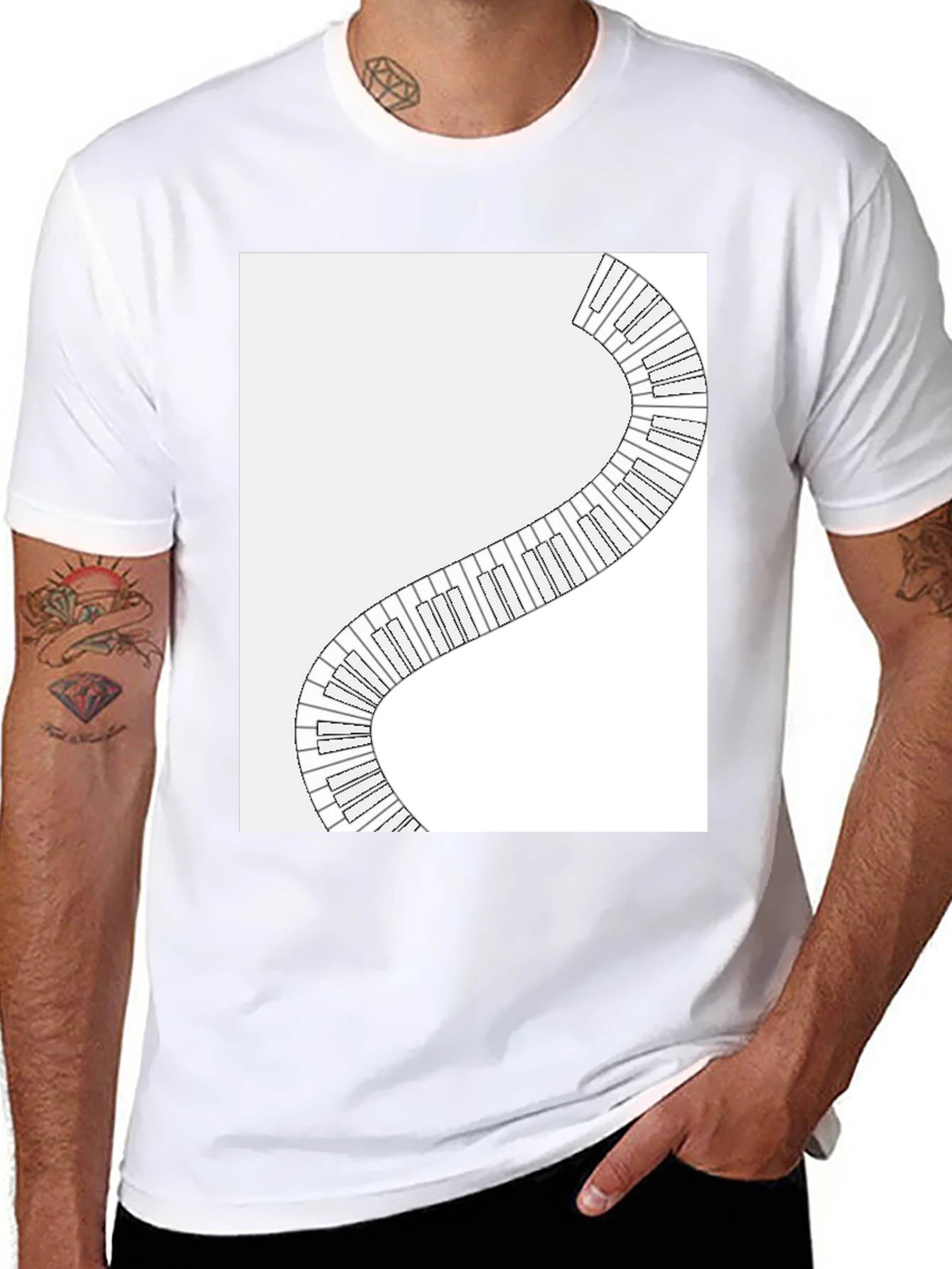 Piano Keys Winding Graphic Tee - Music Lovers T-Shirt