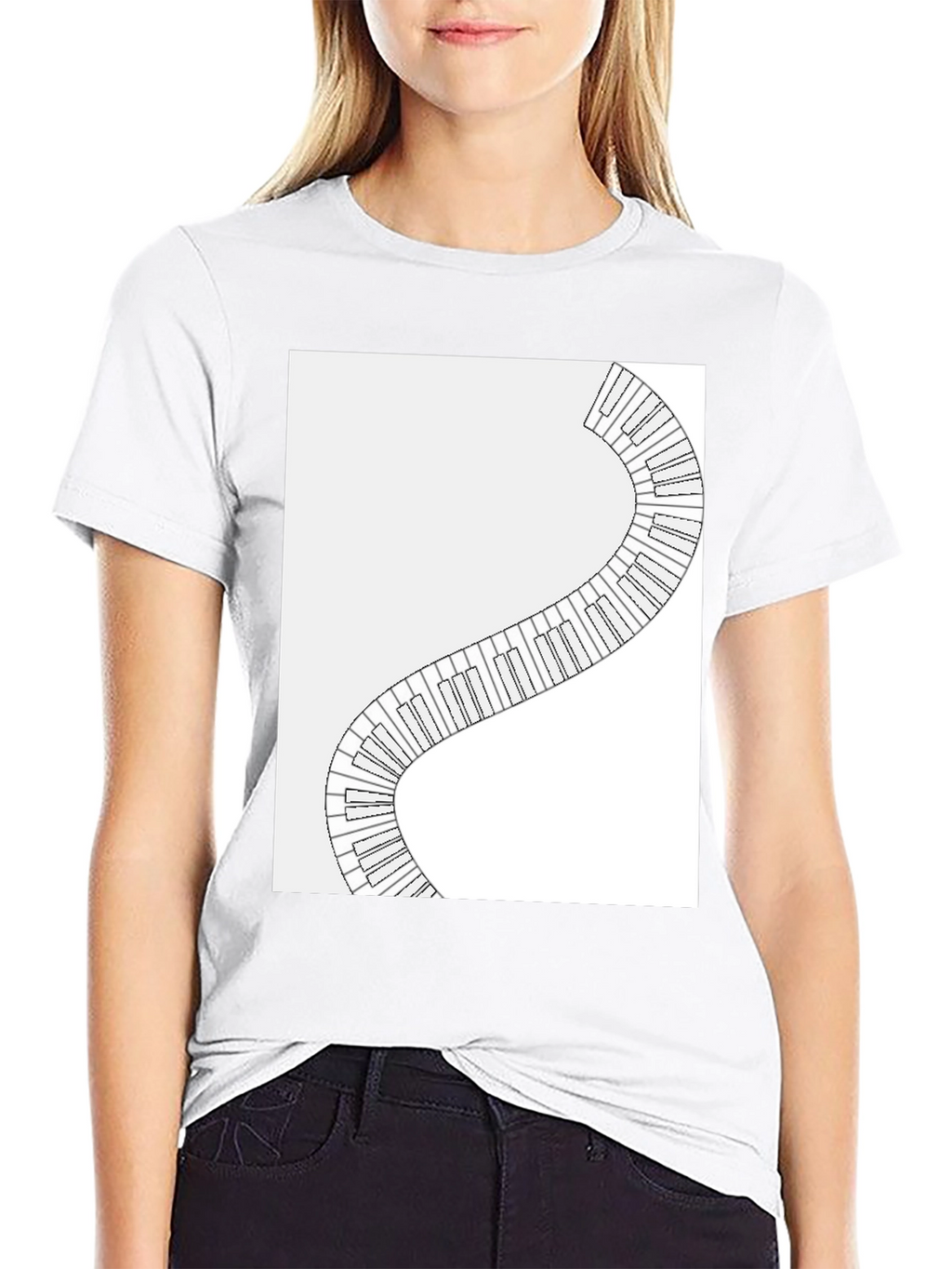 Piano Keys Winding Graphic Tee - Music Lovers T-Shirt