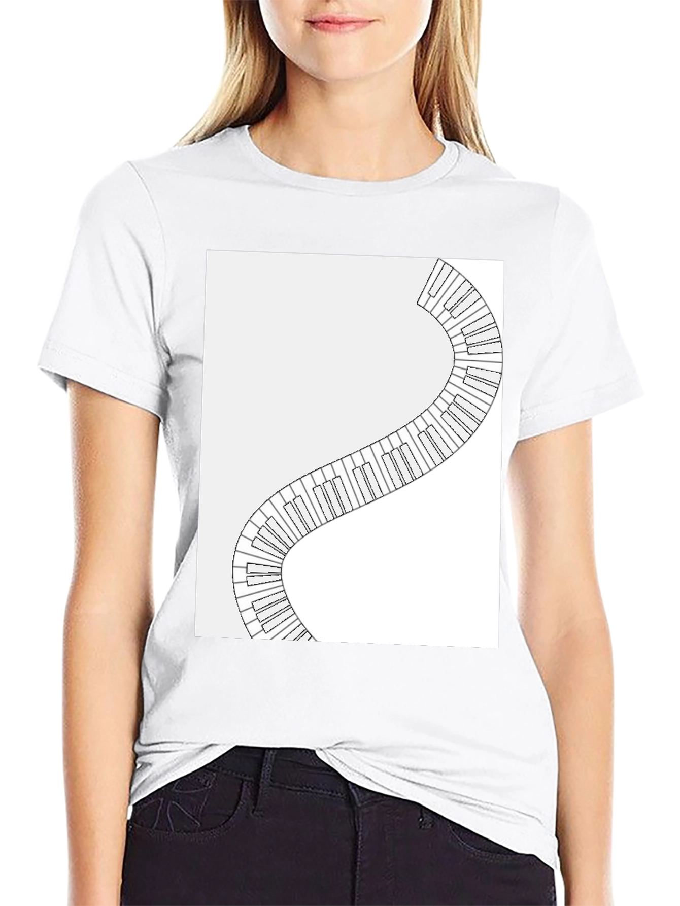 Piano Keys Winding Graphic Tee - Music Lovers T-Shirt