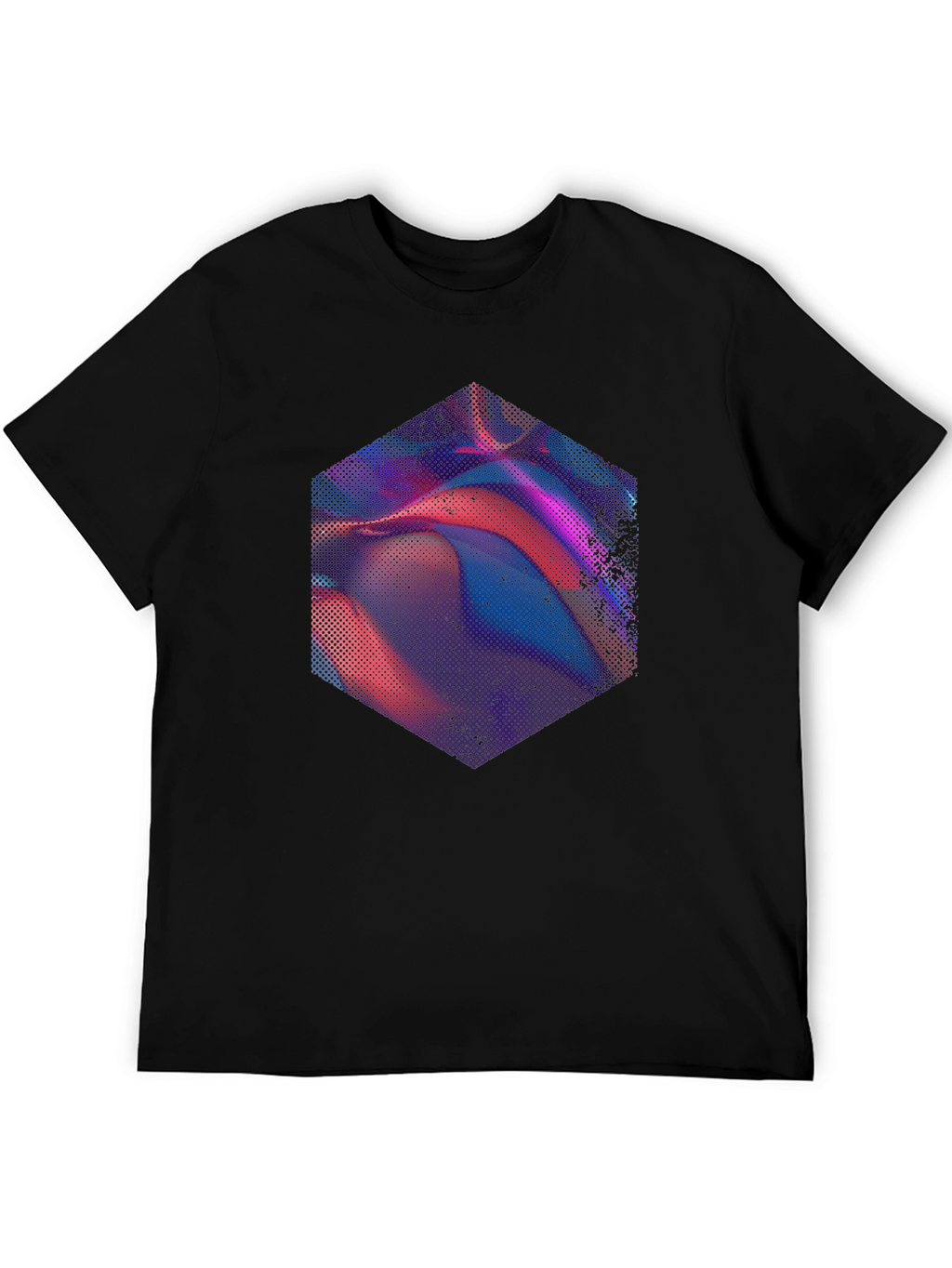 Abstract Hexagon Graphic Tee - Modern Mens Black T-Shirt