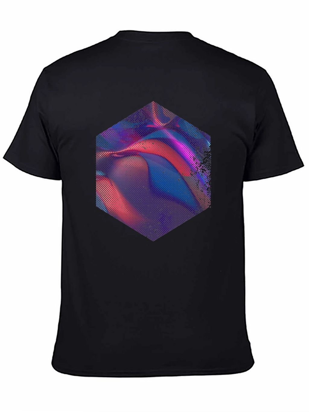 Abstract Hexagon Graphic Tee - Modern Mens Black T-Shirt
