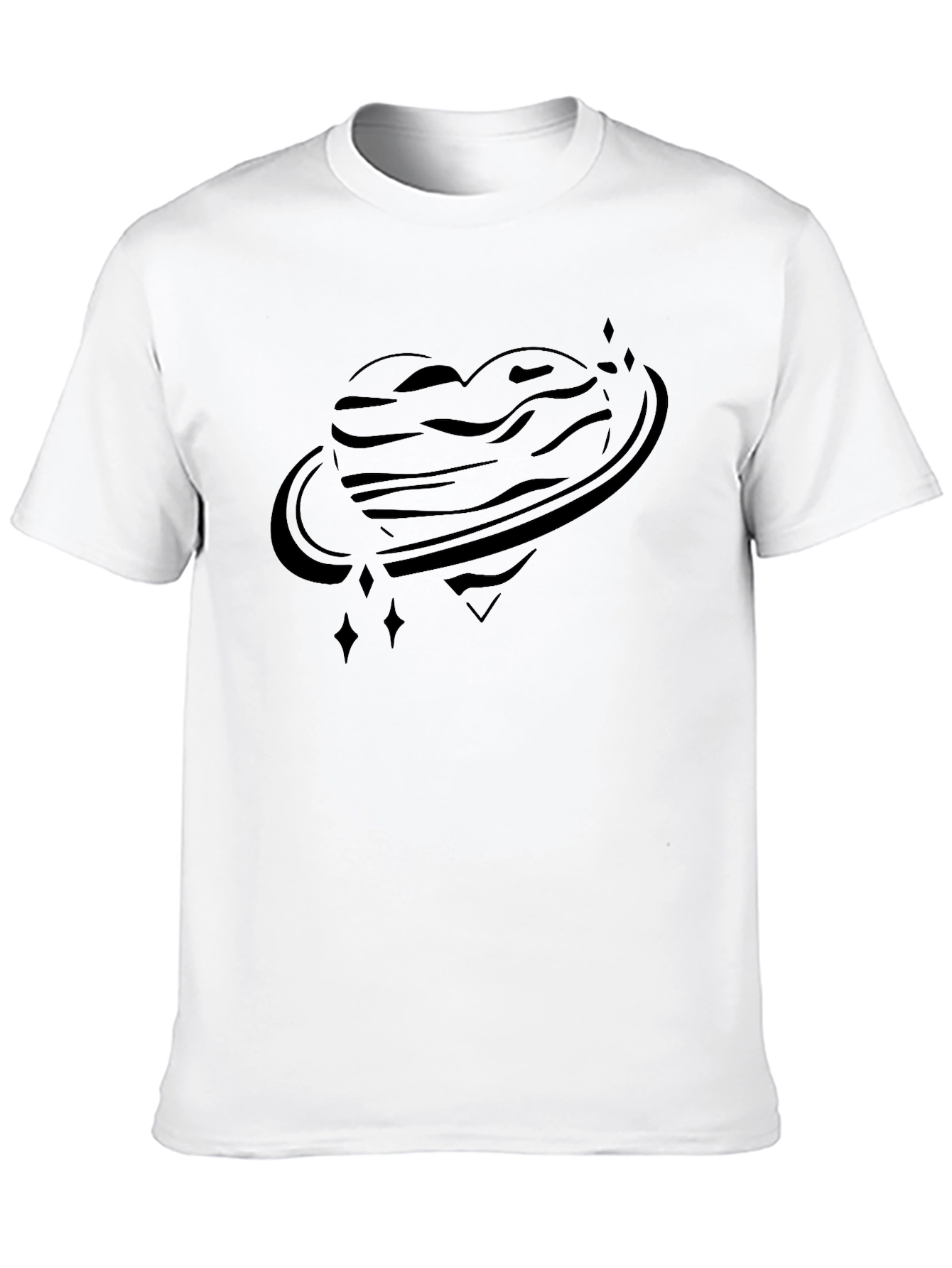 Heart Planet Graphic Tee - Unique Saturn Inspired Design