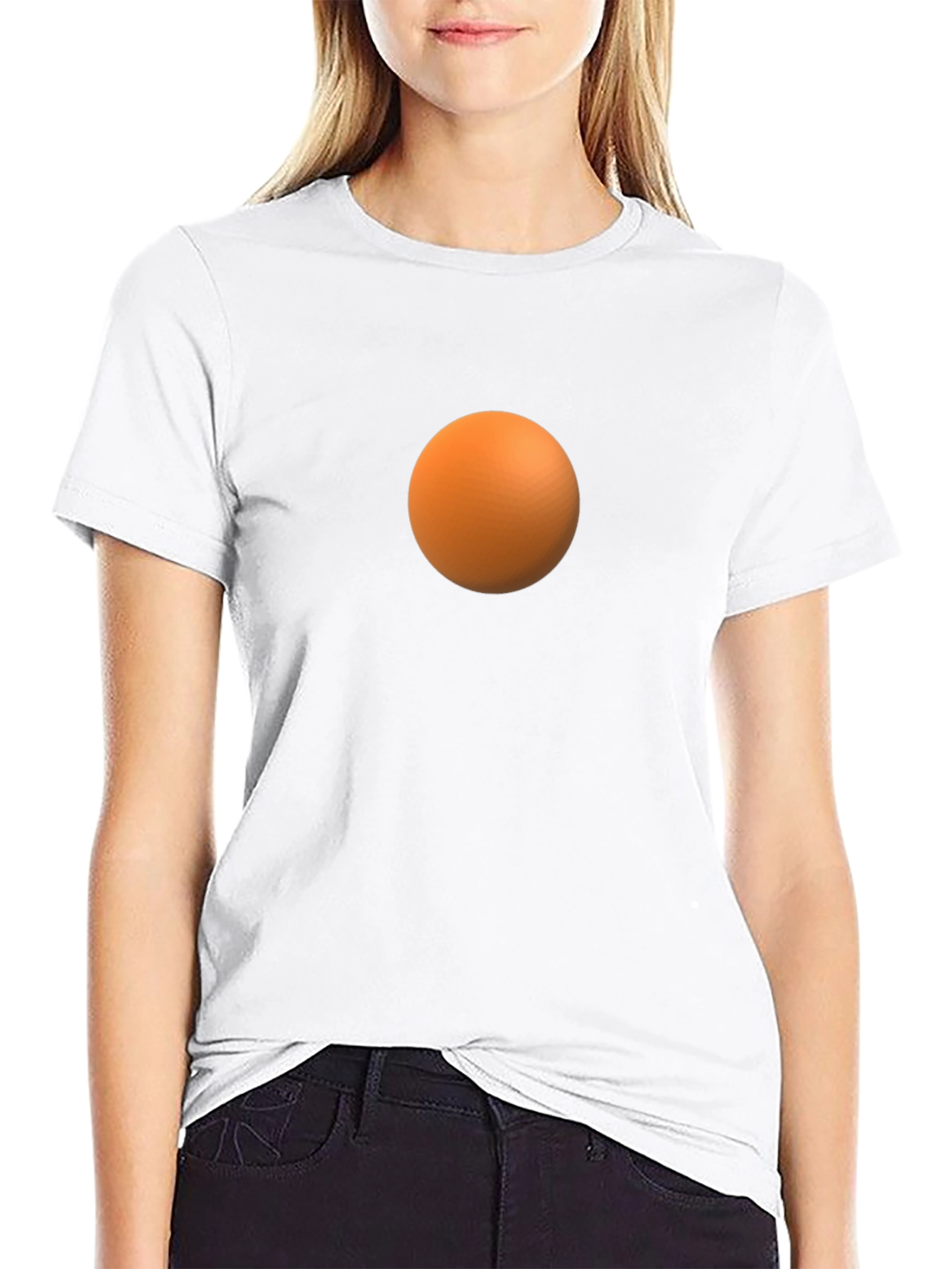 Mens Black T-Shirt with Orange Sphere Design