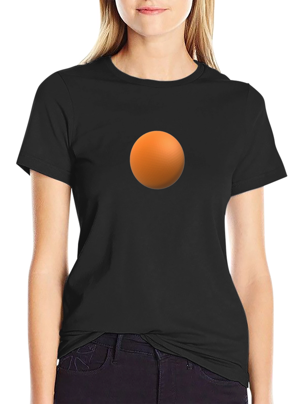 Mens Black T-Shirt with Orange Sphere Design