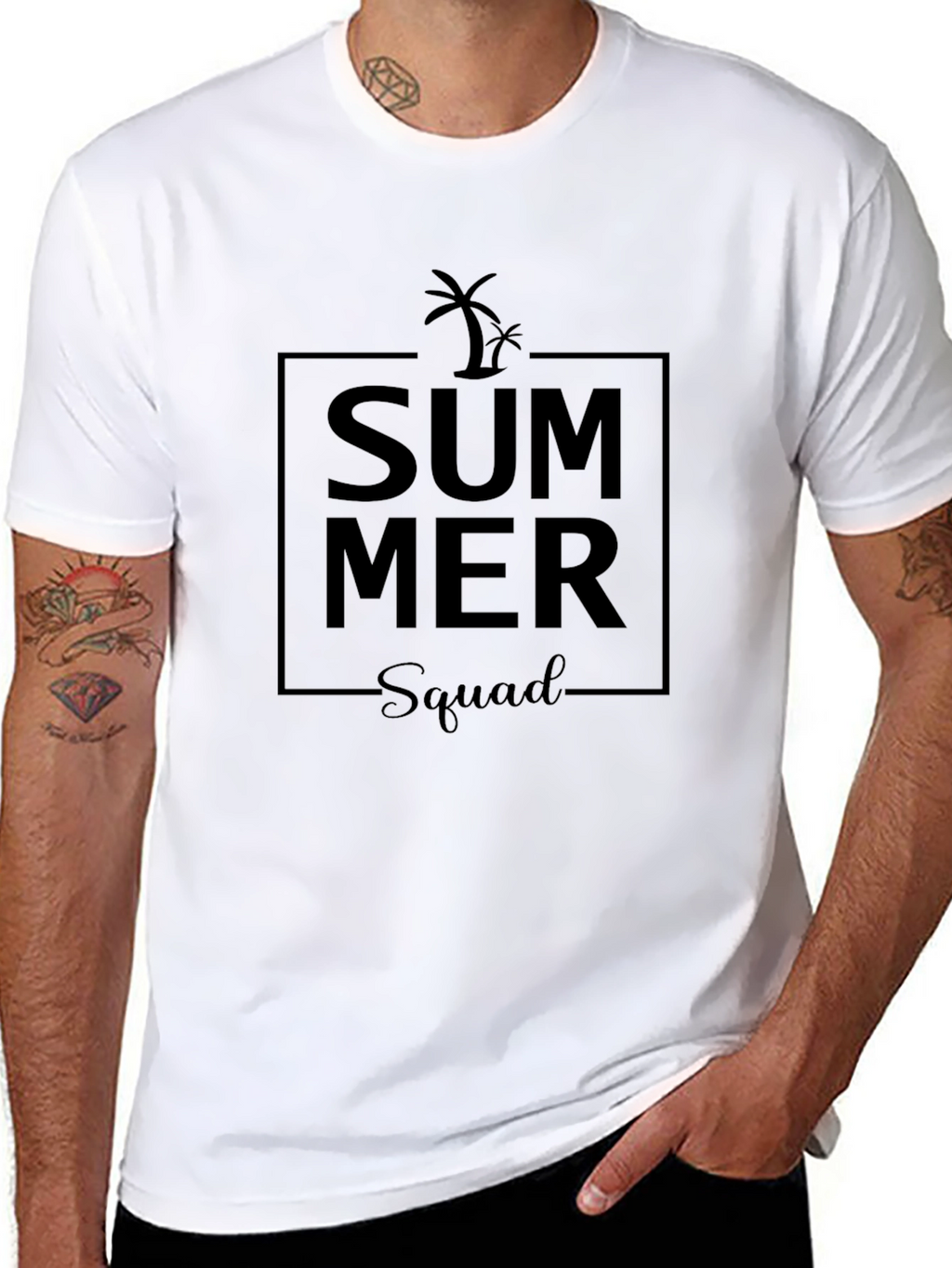 Summer Squad Graphic Tee - Black Cotton T-Shirt