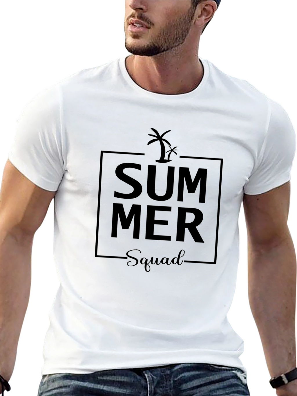 Summer Squad Graphic Tee - Black Cotton T-Shirt