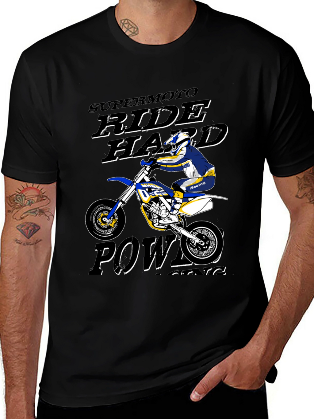 Supermoto Ride Hard Black Graphic T-Shirt