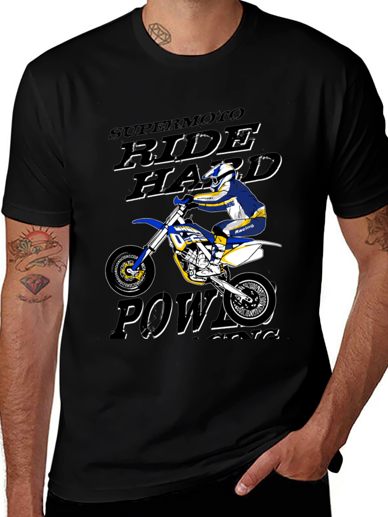 Supermoto Ride Hard Black Graphic T-Shirt