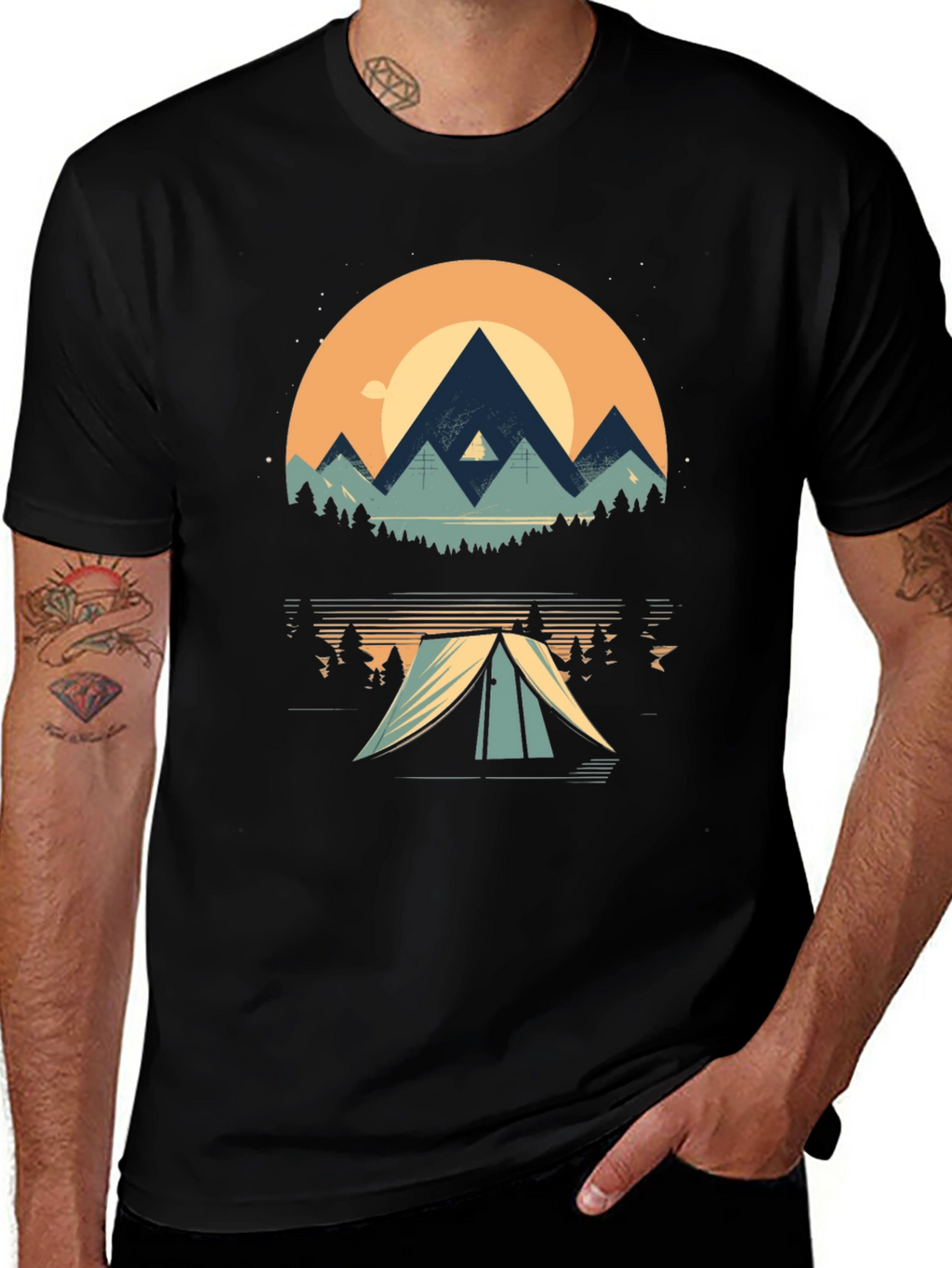 Nature Adventure Tee - Mountain Camping Graphic
