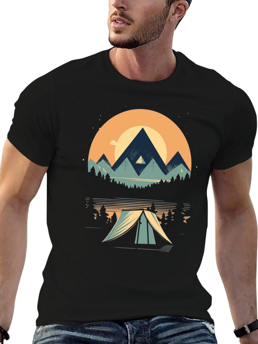 Nature Adventure Tee - Mountain Camping Graphic