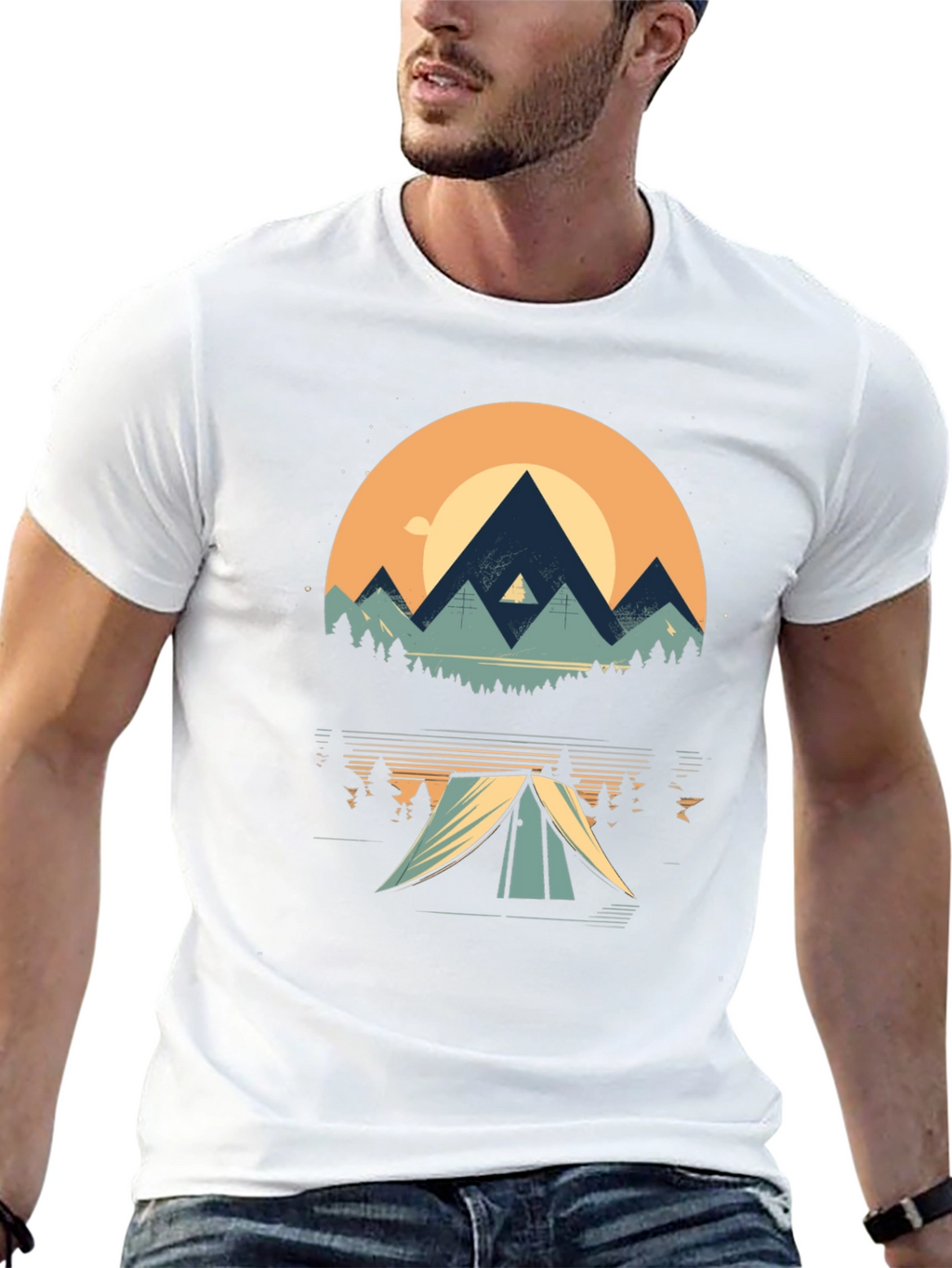 Nature Adventure Tee - Mountain Camping Graphic