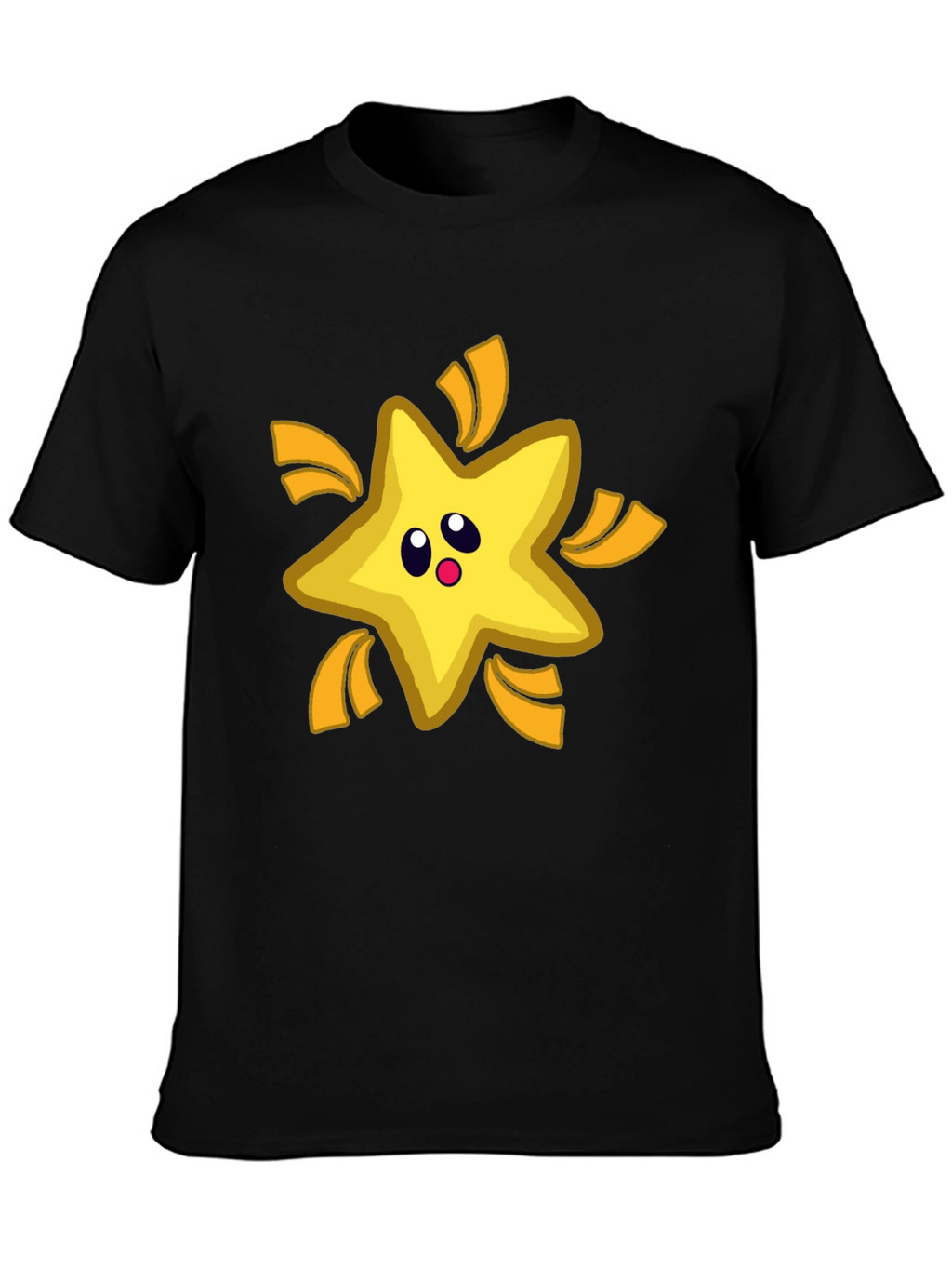 Cartoon Star T-Shirt - Black Cotton Tee