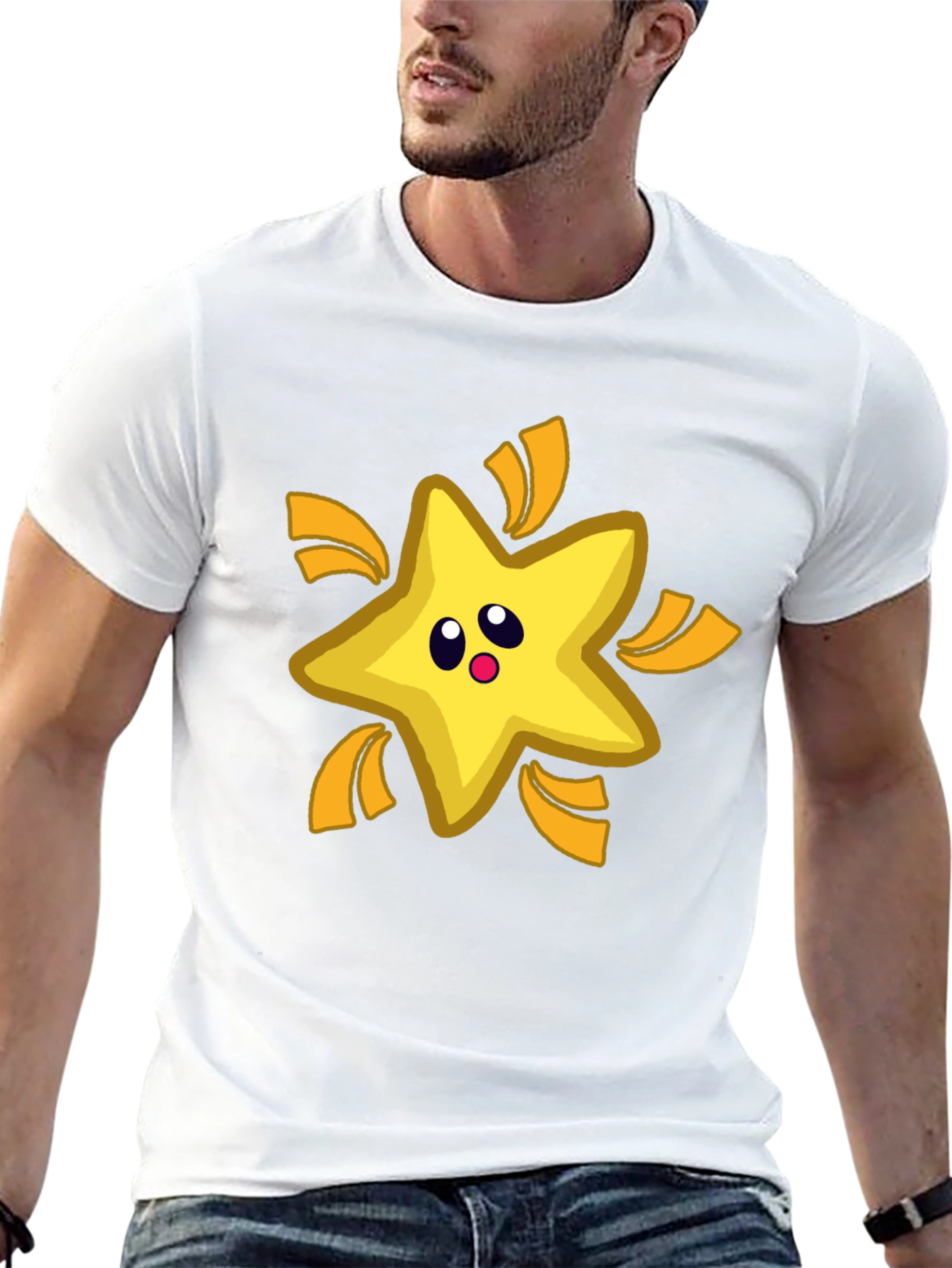 Cartoon Star T-Shirt - Black Cotton Tee