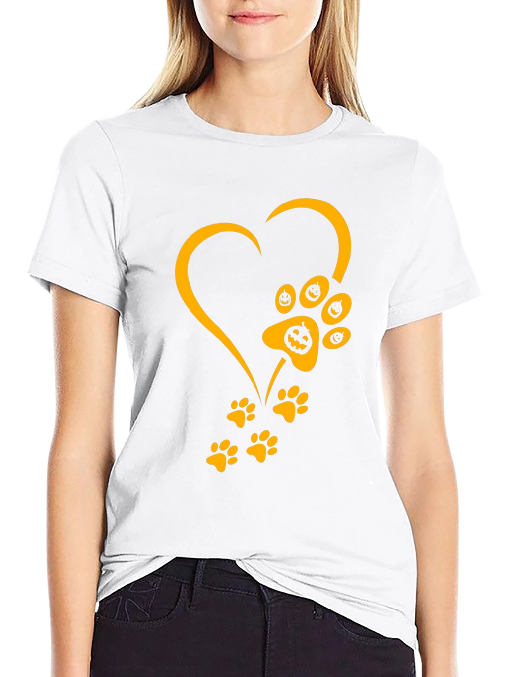 Halloween Dog Paw Heart T-Shirt
